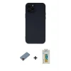 ieg™ iPhone 12 Pro Max Kılıf Çekirdek Modern Serisi - Siyah Polymer Nano Ekran Koruyucu + Metal Kamera Lens Koruma Cam - KI