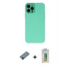 ieg™ iPhone 12 Pro Max Kılıf Çekirdek Modern Serisi - Siyah Polymer Nano Ekran Koruyucu + Metal Kamera Lens Koruma Cam - KI