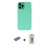ieg™ iPhone 12 Pro Max Kılıf Çekirdek Modern Serisi - Siyah Polymer Nano Ekran Koruyucu + Renkli Kamera Lens Koruma Cam - YL