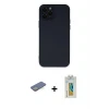ieg™ iPhone 12 Pro Max Kılıf Çekirdek Modern Serisi - Siyah Polymer Nano Ekran Koruyucu + Renkli Kamera Lens Koruma Cam - YL