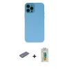 ieg™ iPhone 12 Pro Max Kılıf Çekirdek Modern Serisi - Siyah Polymer Nano Ekran Koruyucu + Renkli Kamera Lens Koruma Cam - YL