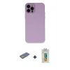 ieg™ iPhone 12 Pro Max Kılıf Çekirdek Modern Serisi - Siyah Polymer Nano Ekran Koruyucu + Renkli Kamera Lens Koruma Cam - YL