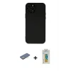 ieg™ iPhone 12 Pro Max Kılıf Çekirdek Modern Serisi - Siyah Polymer Nano Ekran Koruyucu + Renkli Kamera Lens Koruma Cam - YL