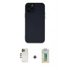 ieg™ iPhone 12 Pro Max Kılıf Çekirdek Modern Serisi - Siyah Polymer Nano Ekran Koruyucu + Shine Kamera Lens - GD