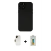 ieg™ iPhone 12 Pro Max Kılıf Çekirdek Modern Serisi - Siyah Polymer Nano Ekran Koruyucu + Shine Kamera Lens - GD