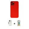 ieg™ iPhone 12 Pro Max Kılıf Çekirdek Modern Serisi - Siyah Polymer Nano Ekran Koruyucu + Shine Kamera Lens - GD