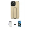 ieg™ iPhone 12 Pro Max Kılıf Çekirdek Yansıma - Siyah 34D Izgaralı Cam + Shine Kamera Lens - LT
