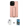 ieg™ iPhone 12 Pro Max Kılıf Çekirdek Yansıma - Siyah 34D Izgaralı Cam + Shine Kamera Lens - LT