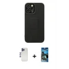 ieg™ iPhone 12 Pro Max Kılıf Çekirdek Yansıma - Siyah 34D Izgaralı Cam + Shine Kamera Lens - LT