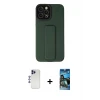 ieg™ iPhone 12 Pro Max Kılıf Çekirdek Yansıma - Siyah 34D Izgaralı Cam + Shine Kamera Lens - LT
