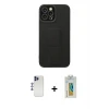 ieg™ iPhone 12 Pro Max Kılıf Çekirdek Yansıma - Siyah Polymer Nano Ekran Koruyucu + Shine Kamera Lens - LT