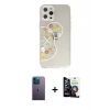 ieg™ iPhone 12 Pro Max Kılıf Eksen Asil Prime - Şeffaf Temperli Cam Ekran Koruyucu + Neon Fosforlu Kamera Lens - MI