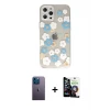 ieg™ iPhone 12 Pro Max Kılıf Eksen Asil Prime - Şeffaf Temperli Cam Ekran Koruyucu + Neon Fosforlu Kamera Lens - MI