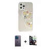 ieg™ iPhone 12 Pro Max Kılıf Eksen Asil Prime - Şeffaf Temperli Cam Ekran Koruyucu + Neon Fosforlu Kamera Lens - MI