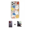 ieg™ iPhone 12 Pro Max Kılıf Eksen Asil Prime - Şeffaf Temperli Cam Ekran Koruyucu + Neon Fosforlu Kamera Lens - TU