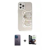 ieg™ iPhone 12 Pro Max Kılıf Eksen Asil Prime - Şeffaf Temperli Cam Ekran Koruyucu + Neon Fosforlu Kamera Lens - MI