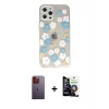 ieg™ iPhone 12 Pro Max Kılıf Eksen Asil Prime - Şeffaf Temperli Cam Ekran Koruyucu + Neon Fosforlu Kamera Lens - TU