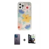 ieg™ iPhone 12 Pro Max Kılıf Eksen Asil Prime - Şeffaf Temperli Cam Ekran Koruyucu + Neon Fosforlu Kamera Lens - MI