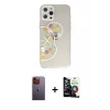 ieg™ iPhone 12 Pro Max Kılıf Eksen Asil Prime - Şeffaf Temperli Cam Ekran Koruyucu + Neon Fosforlu Kamera Lens - TU