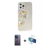 ieg™ iPhone 12 Pro Max Kılıf Eksen Asil Prime - Siyah 3D Antistatik Seramik Nano Ekran Koruyucu + Neon Fosforlu Kamera Lens - MI