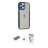 ieg™ iPhone 12 Pro Max Kılıf Eksen Doku Prime - Şeffaf Uv Polymer Nano Ekran Koruyucu + Renkli Kamera Lens Koruma Cam - MI