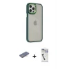 ieg™ iPhone 12 Pro Max Kılıf Eksen Doku Prime - Şeffaf Uv Polymer Nano Ekran Koruyucu + Renkli Kamera Lens Koruma Cam - MI