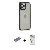 ieg™ iPhone 12 Pro Max Kılıf Eksen Doku Prime - Şeffaf Uv Polymer Nano Ekran Koruyucu + Renkli Kamera Lens Koruma Cam - MI