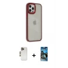 ieg™ iPhone 12 Pro Max Kılıf Eksen Doku Prime - Siyah 34D Izgaralı Cam + Shine Kamera Lens - GD