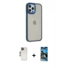 ieg™ iPhone 12 Pro Max Kılıf Eksen Doku Prime - Siyah 34D Izgaralı Cam + Shine Kamera Lens - GD