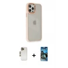 ieg™ iPhone 12 Pro Max Kılıf Eksen Doku Prime - Siyah 34D Izgaralı Cam + Shine Kamera Lens - GD