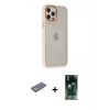 ieg™ iPhone 12 Pro Max Kılıf Eksen Doku Prime - Siyah 360 Mat Full Body Arka Koruyucu + Renkli Kamera Lens Koruma Cam - SI