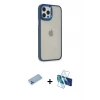 ieg™ iPhone 12 Pro Max Kılıf Eksen Doku Prime - Siyah 3D Antistatik Seramik Nano Ekran Koruyucu + Shine Kamera Lens Koruma Cam - MI