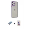 ieg™ iPhone 12 Pro Max Kılıf Eksen Doku Prime - Siyah Joko 5D Cam + Shine Kamera Lens Koruma Cam - PE