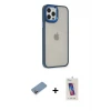 ieg™ iPhone 12 Pro Max Kılıf Eksen Doku Prime - Siyah Joko 5D Cam + Shine Kamera Lens Koruma Cam - PE