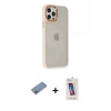 ieg™ iPhone 12 Pro Max Kılıf Eksen Doku Prime - Siyah Joko 5D Cam + Shine Kamera Lens Koruma Cam - PE