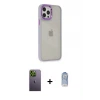 ieg™ iPhone 12 Pro Max Kılıf Eksen Doku Prime - Siyah Joko Magic 5D Cam + Neon Fosforlu Kamera Lens - YL