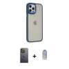 ieg™ iPhone 12 Pro Max Kılıf Eksen Doku Prime - Siyah Joko Magic 5D Cam + Neon Fosforlu Kamera Lens - YL
