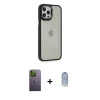 ieg™ iPhone 12 Pro Max Kılıf Eksen Doku Prime - Siyah Joko Magic 5D Cam + Neon Fosforlu Kamera Lens - YL