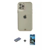 ieg™ iPhone 12 Pro Max Kılıf Eksen Minimal Koleksiyonu - Siyah 34D Izgaralı Cam + Renkli Kamera Lens Koruma Cam - YL