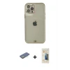 ieg™ iPhone 12 Pro Max Kılıf Eksen Minimal Koleksiyonu - Siyah 6D Mat Seramik Hayalet Nano Ekran Koruyucu + Renkli Kamera Lens Koruma Cam - YL