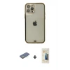 ieg™ iPhone 12 Pro Max Kılıf Eksen Minimal Koleksiyonu - Siyah 6D Mat Seramik Hayalet Nano Ekran Koruyucu + Renkli Kamera Lens Koruma Cam - YL