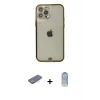 ieg™ iPhone 12 Pro Max Kılıf Eksen Minimal Koleksiyonu - Siyah Joko Magic 5D Cam + Renkli Kamera Lens Koruma Cam - PE