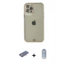 ieg™ iPhone 12 Pro Max Kılıf Eksen Minimal Koleksiyonu - Siyah Joko Magic 5D Cam + Renkli Kamera Lens Koruma Cam - PE