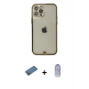 ieg™ iPhone 12 Pro Max Kılıf Eksen Minimal Koleksiyonu - Siyah Joko Magic 5D Cam + Shine Kamera Lens Koruma Cam - GD