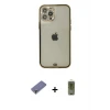 ieg™ iPhone 12 Pro Max Kılıf Eksen Minimal Koleksiyonu - Siyah Joko Magic 5D Hayalet Cam + Metal Kamera Lens Koruma Cam - GD