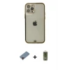 ieg™ iPhone 12 Pro Max Kılıf Eksen Minimal Koleksiyonu - Siyah Joko Magic 5D Hayalet Cam + Metal Kamera Lens Koruma Cam - KI