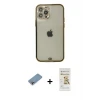 ieg™ iPhone 12 Pro Max Kılıf Eksen Minimal Koleksiyonu - Siyah Mat Seramik Nano Ekran Koruyucu + Shine Kamera Lens Koruma Cam - GI