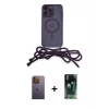ieg™ iPhone 12 Pro Max Kılıf Eksen Özel Seri - Şeffaf 360 Full Body Arka Koruyucu + Neon Fosforlu Kamera Lens - SI