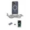 ieg™ iPhone 12 Pro Max Kılıf Eksen Özel Seri - Şeffaf 360 Full Body Arka Koruyucu + Renkli Kamera Lens Koruma Cam - SI