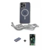 ieg™ iPhone 12 Pro Max Kılıf Eksen Özel Seri - Şeffaf 360 Full Body Arka Koruyucu + Renkli Kamera Lens Koruma Cam - PE